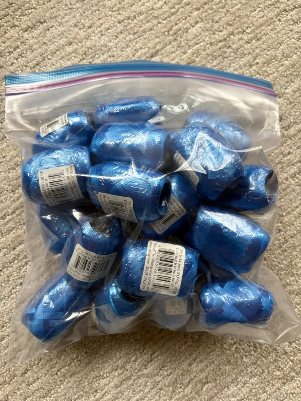 Blue Curling Ribbon Kegs - Lot of 22